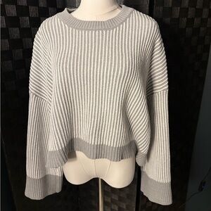 Oversized Ribbed Knit Gray Crewneck Sweater XL
